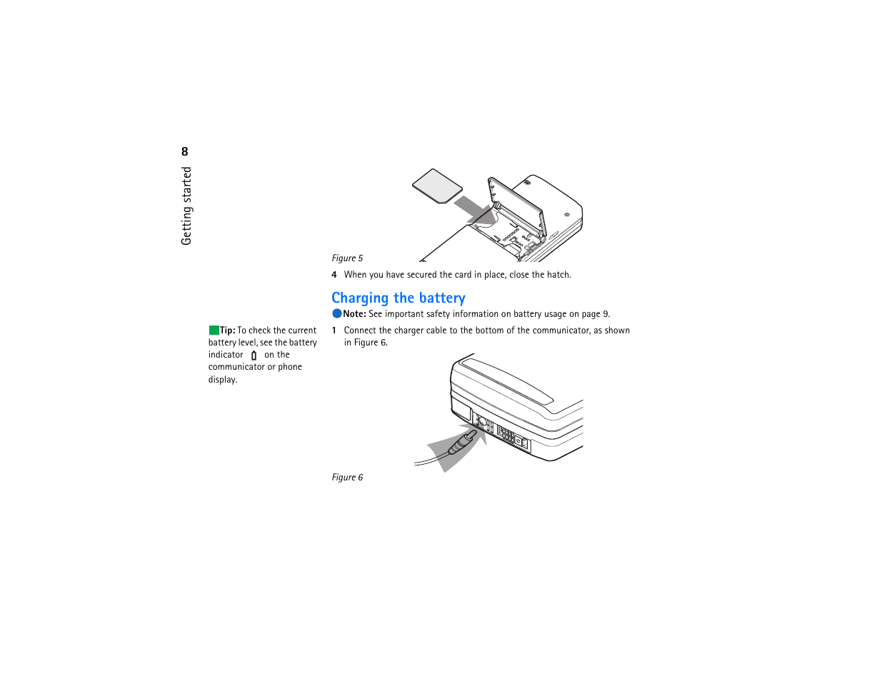 Charging the battery | Nokia 9290 User Manual | Page 26 / 344