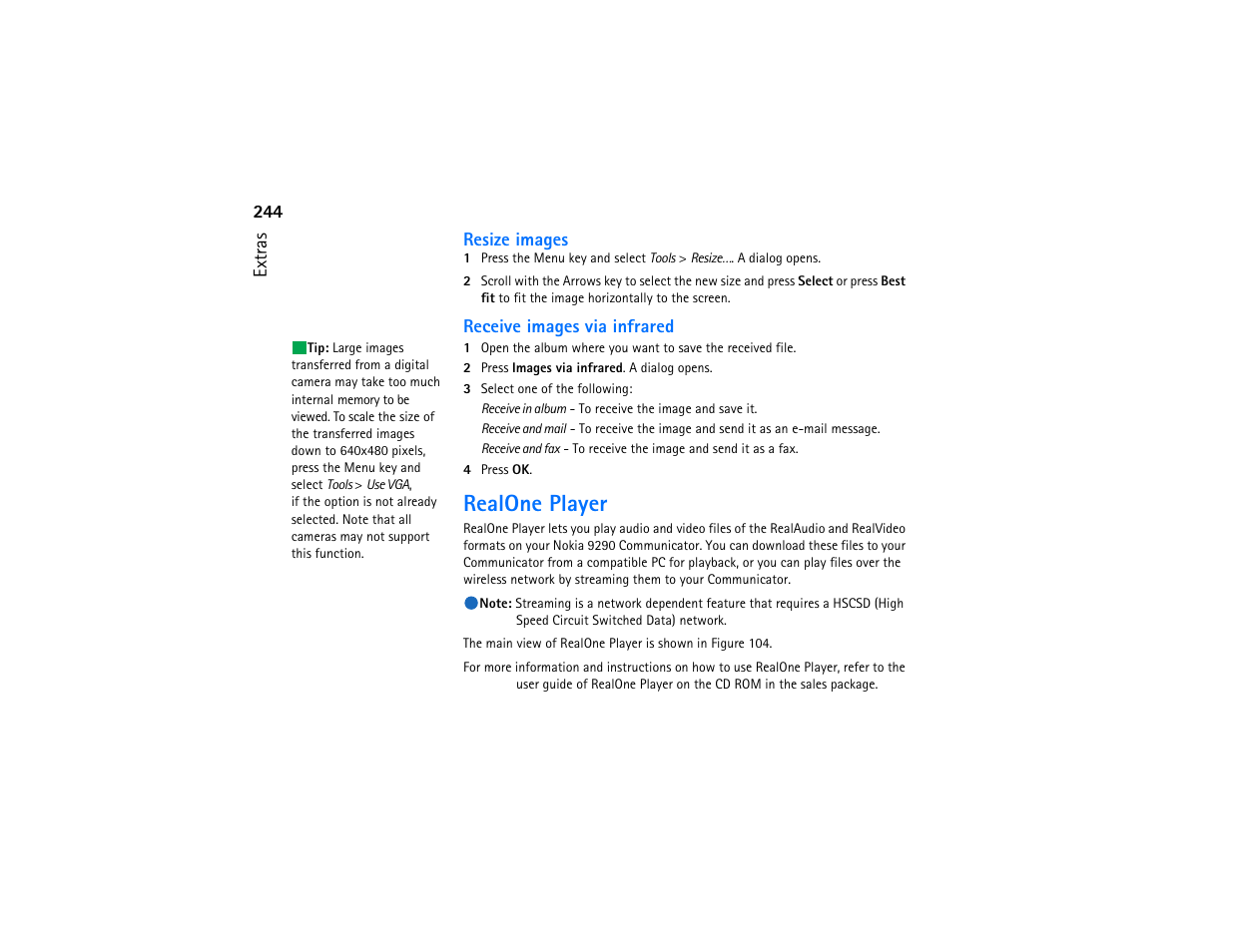 Realone player | Nokia 9290 User Manual | Page 262 / 344