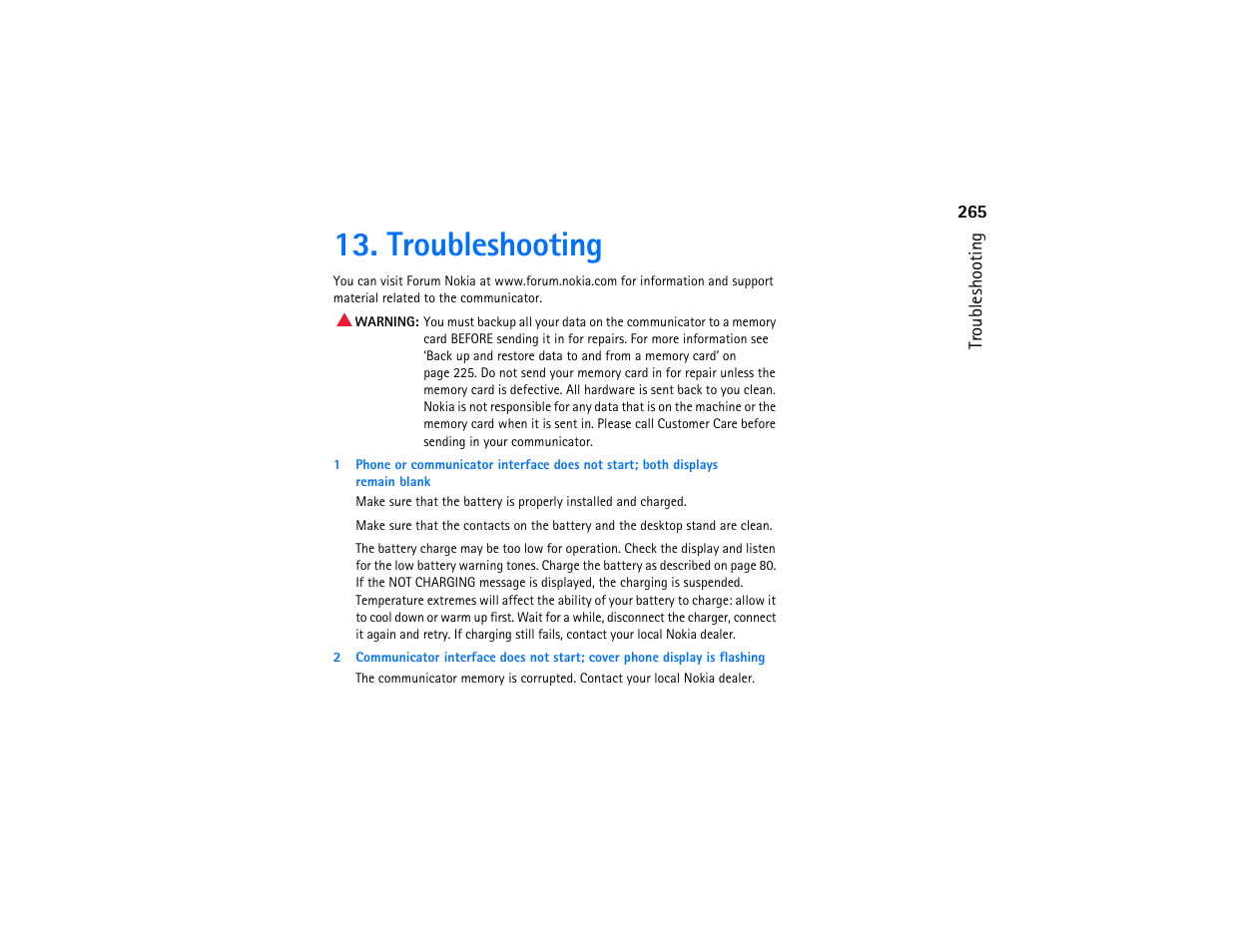 Troubleshooting | Nokia 9290 User Manual | Page 283 / 344