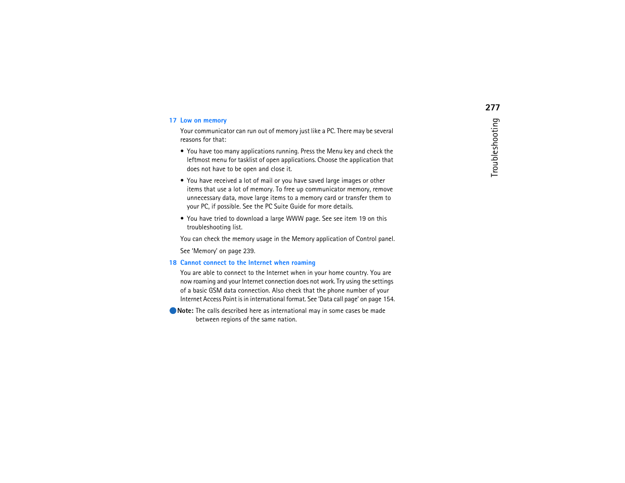 277 troubleshooting | Nokia 9290 User Manual | Page 295 / 344