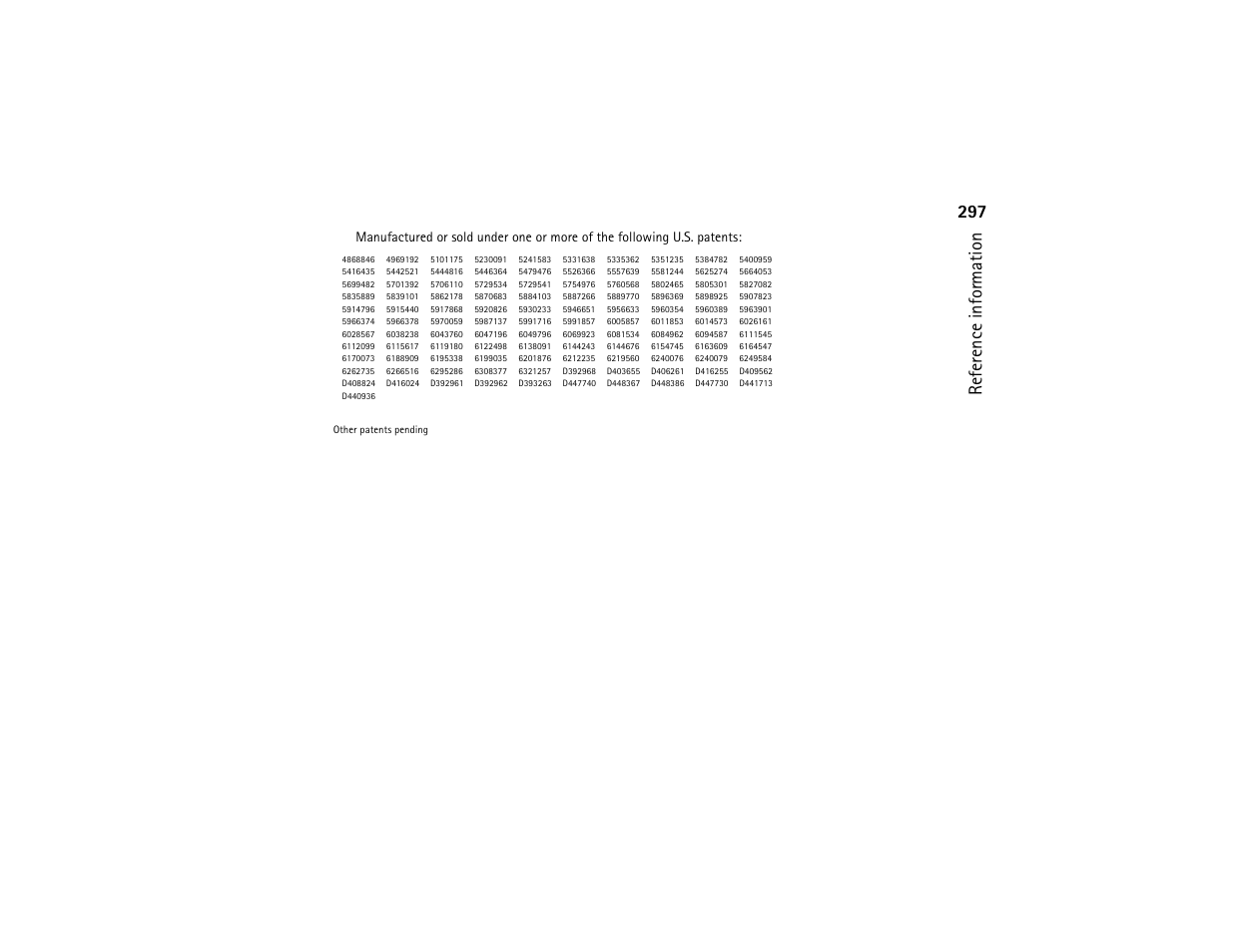 297 reference information | Nokia 9290 User Manual | Page 315 / 344