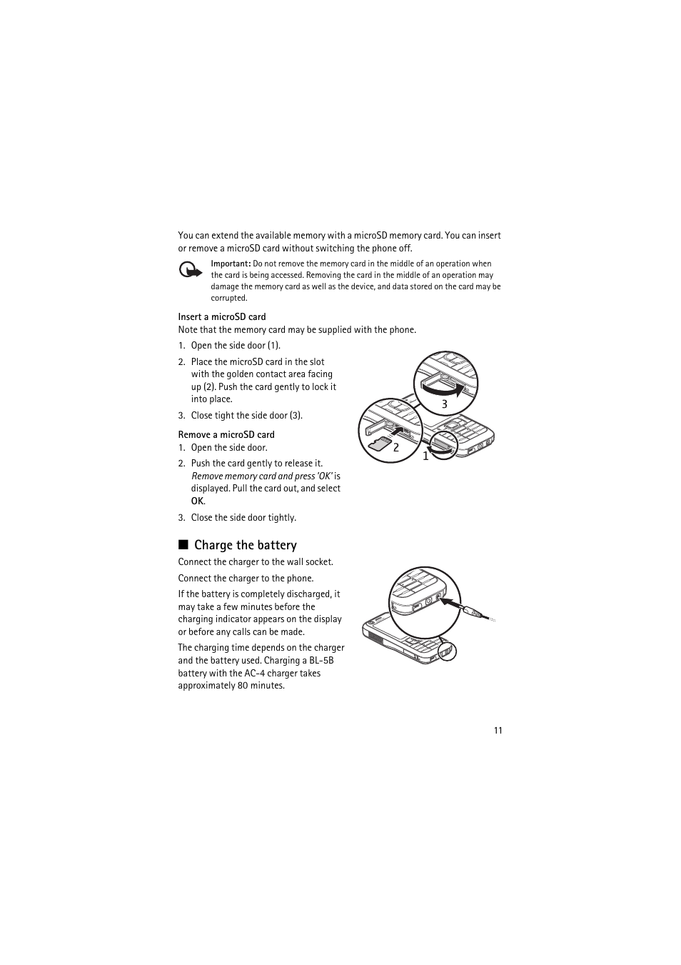 Charge the battery | Nokia 6120 classic User Manual | Page 11 / 103