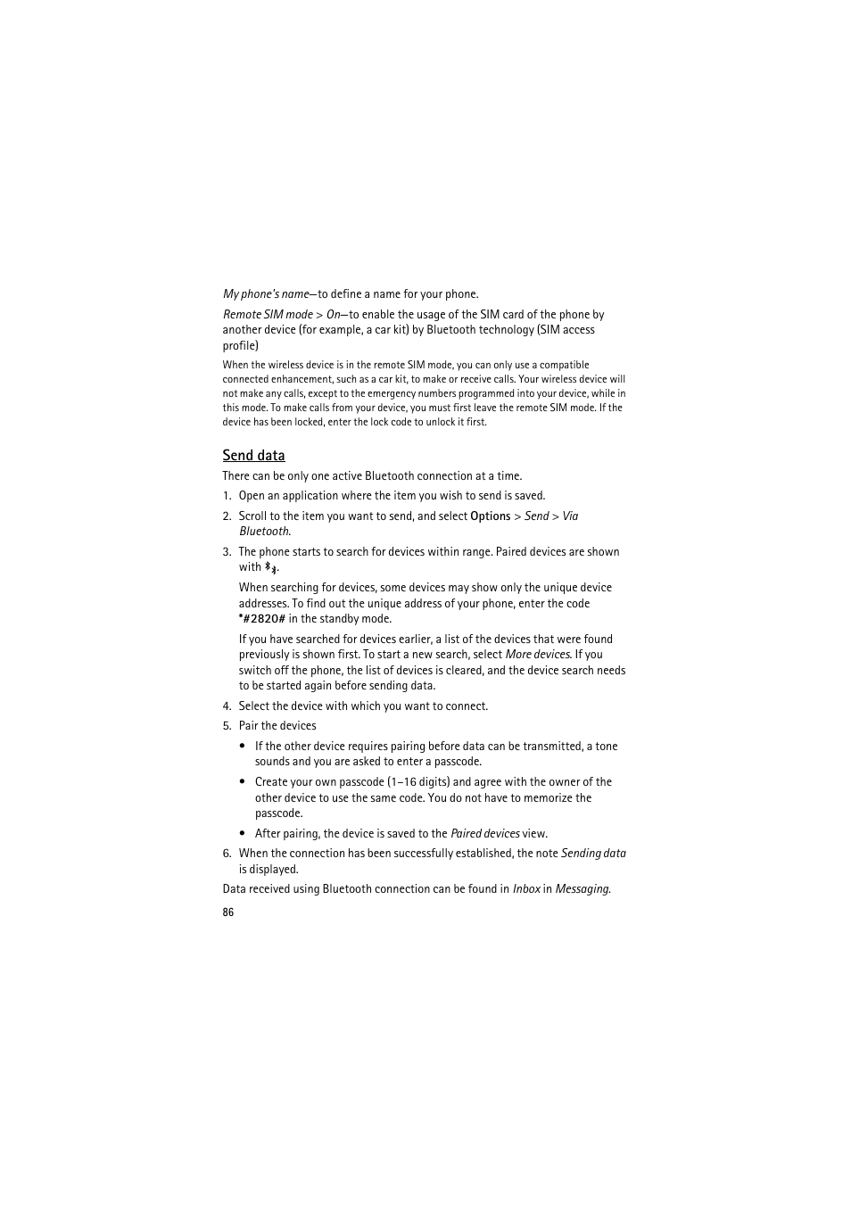 Send data | Nokia 6120 classic User Manual | Page 86 / 103