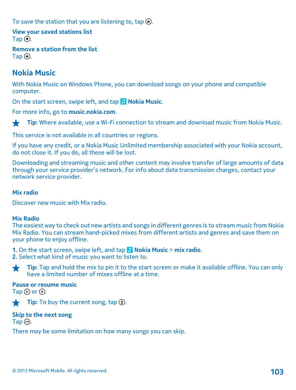 Nokia music, Mix radio | Nokia Lumia 925 User Manual | Page 103 / 138