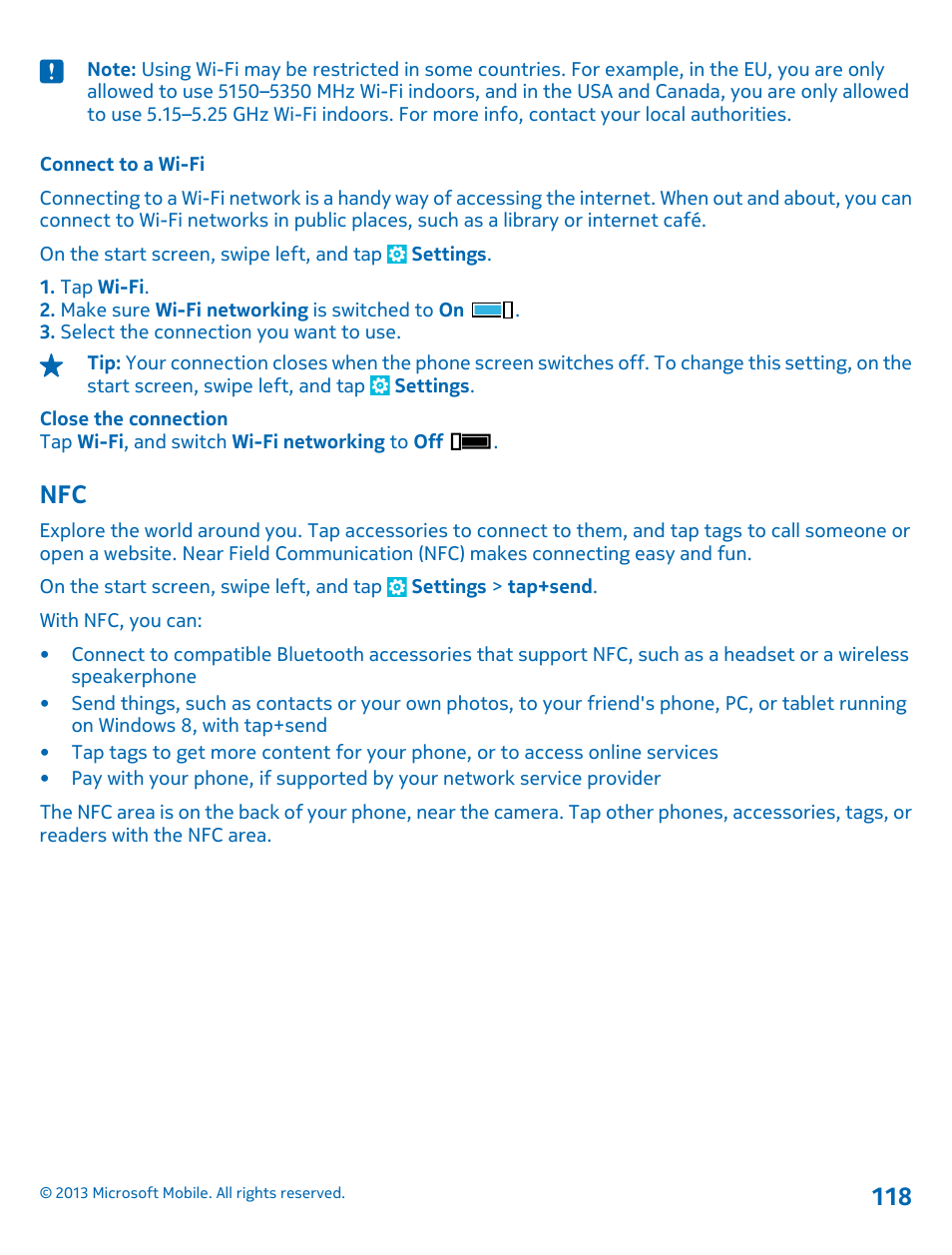 Connect to a wi-fi | Nokia Lumia 925 User Manual | Page 118 / 138
