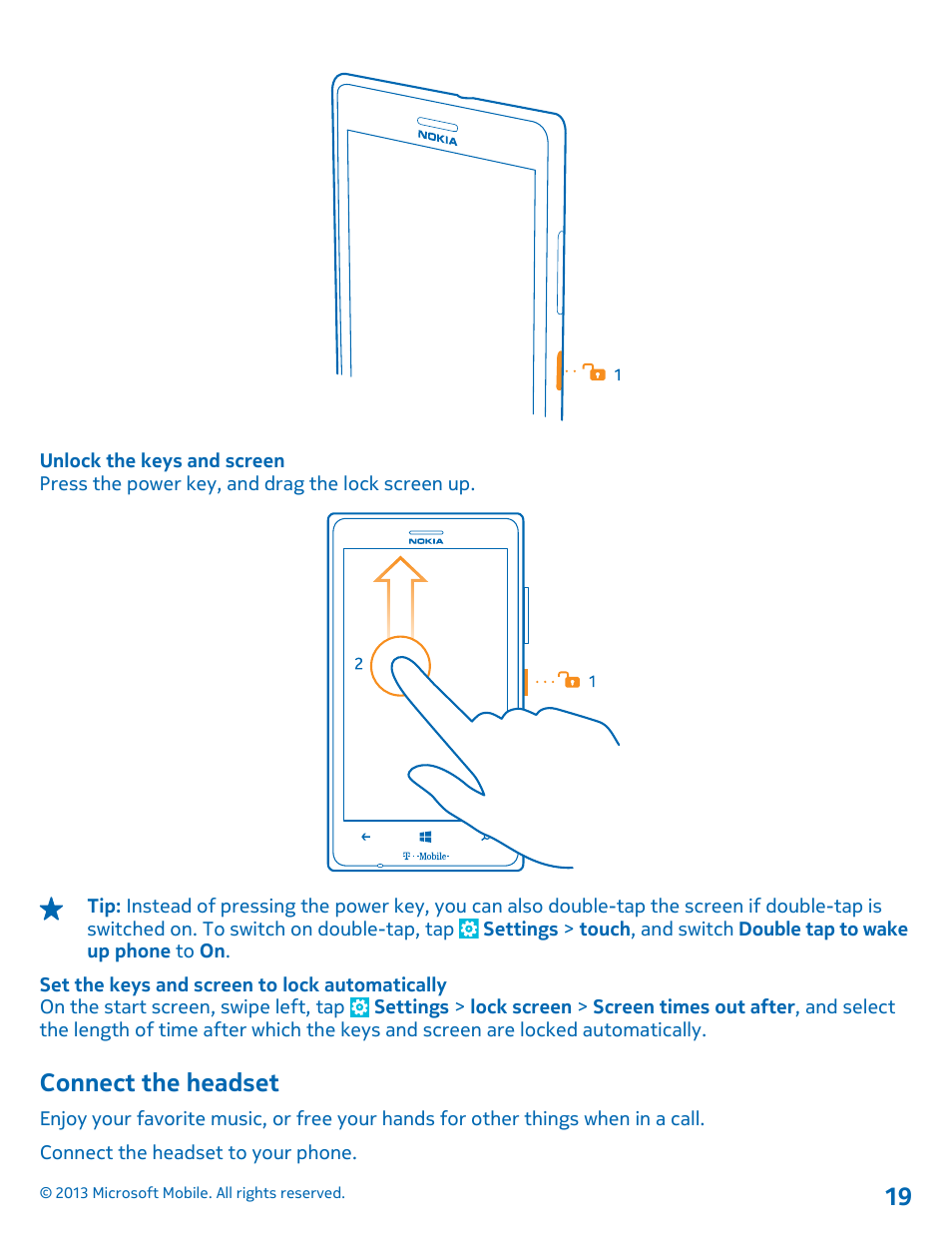 Connect the headset | Nokia Lumia 925 User Manual | Page 19 / 138