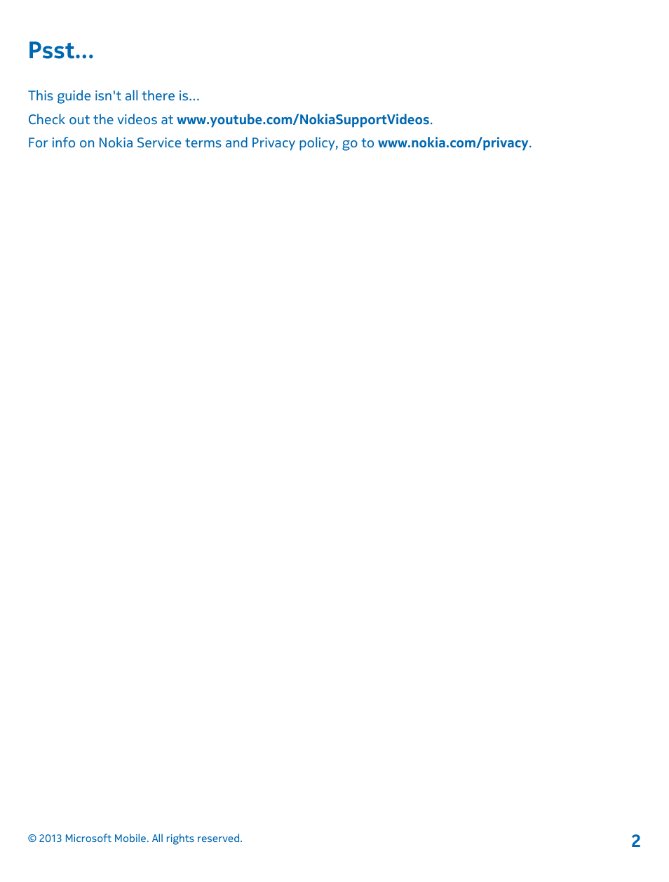Psst | Nokia Lumia 925 User Manual | Page 2 / 138