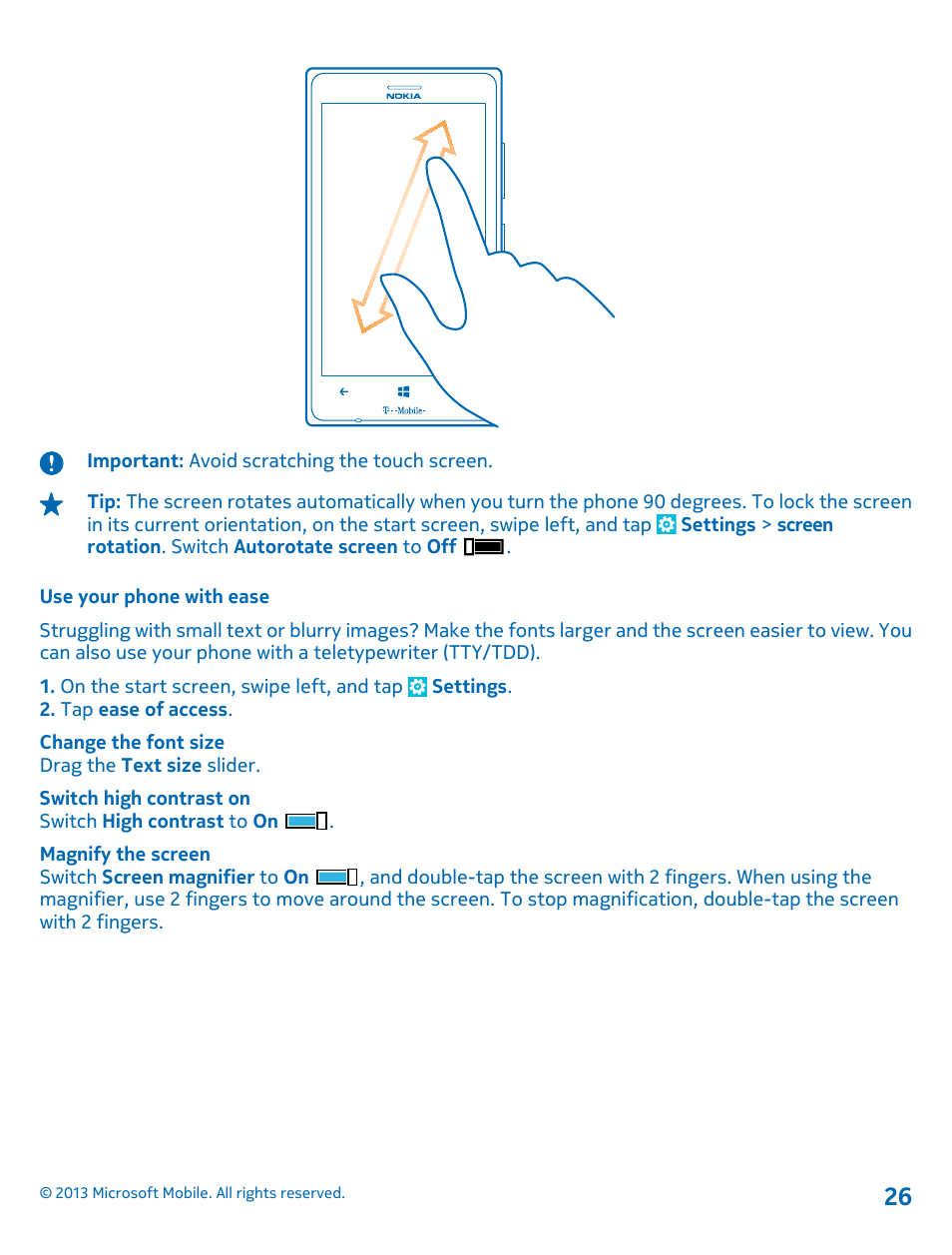 Use your phone with ease | Nokia Lumia 925 User Manual | Page 26 / 138