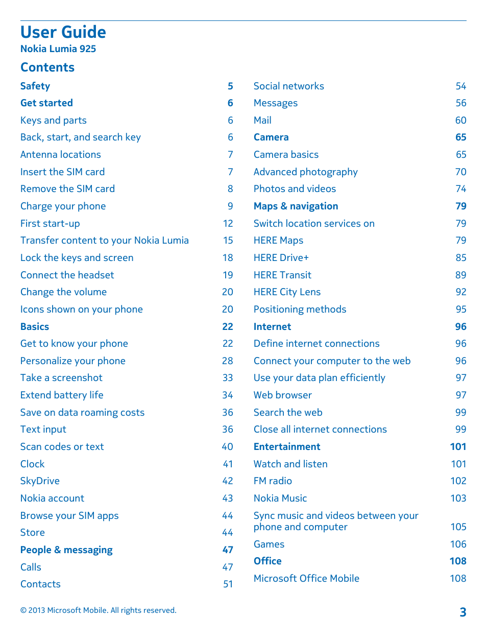 Nokia Lumia 925 User Manual | Page 3 / 138