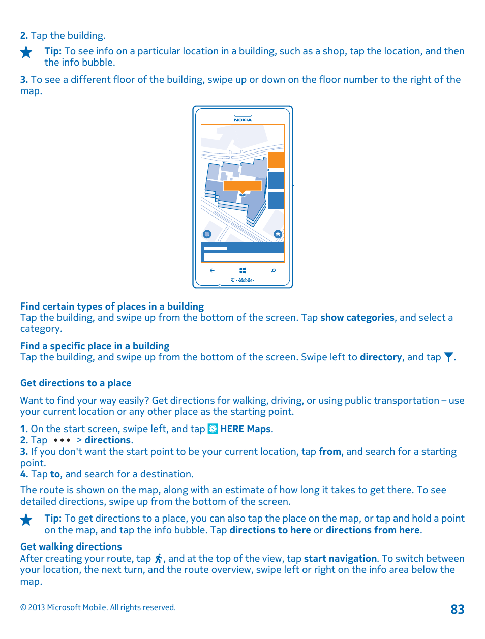 Get directions to a place | Nokia Lumia 925 User Manual | Page 83 / 138