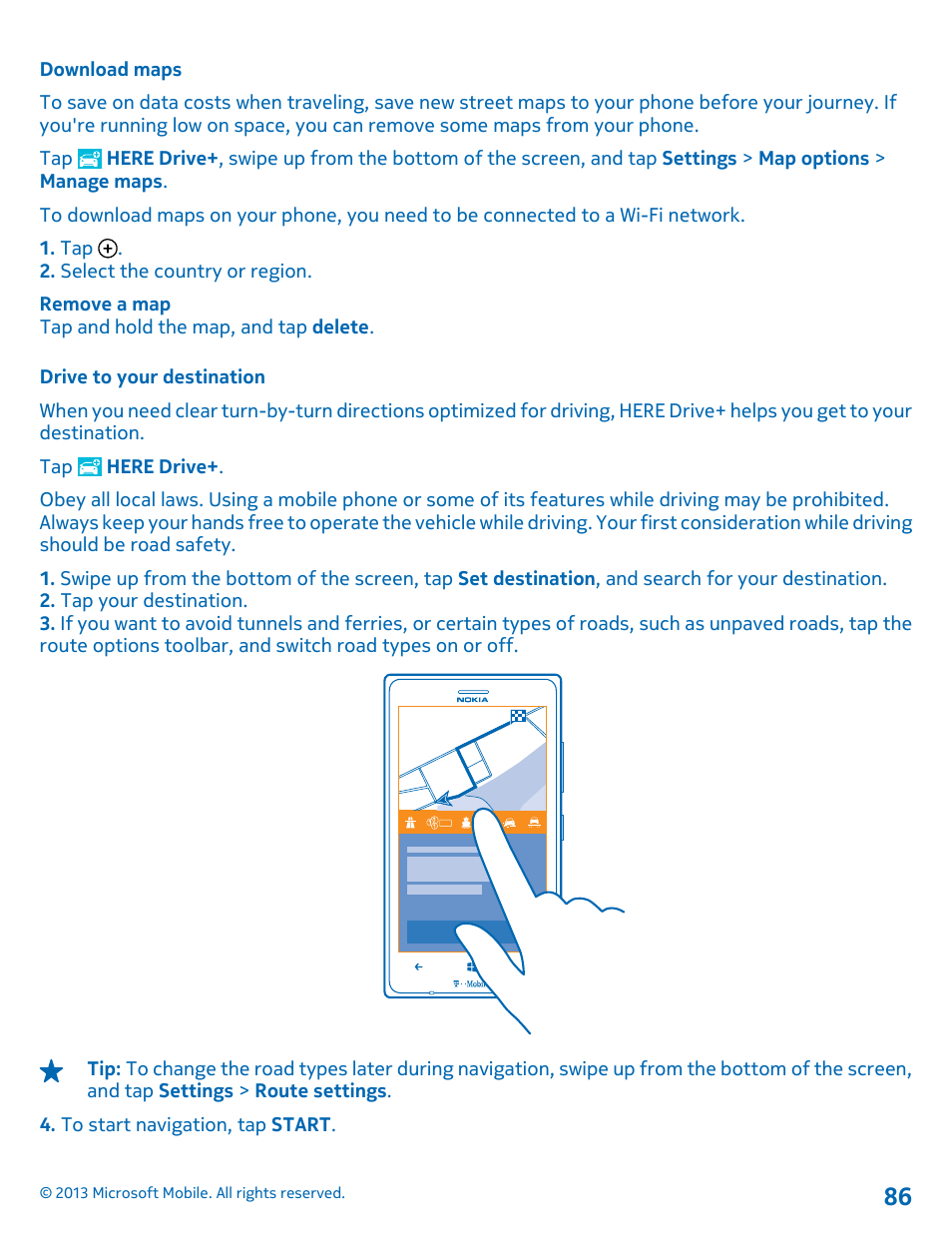 Download maps, Drive to your destination | Nokia Lumia 925 User Manual | Page 86 / 138