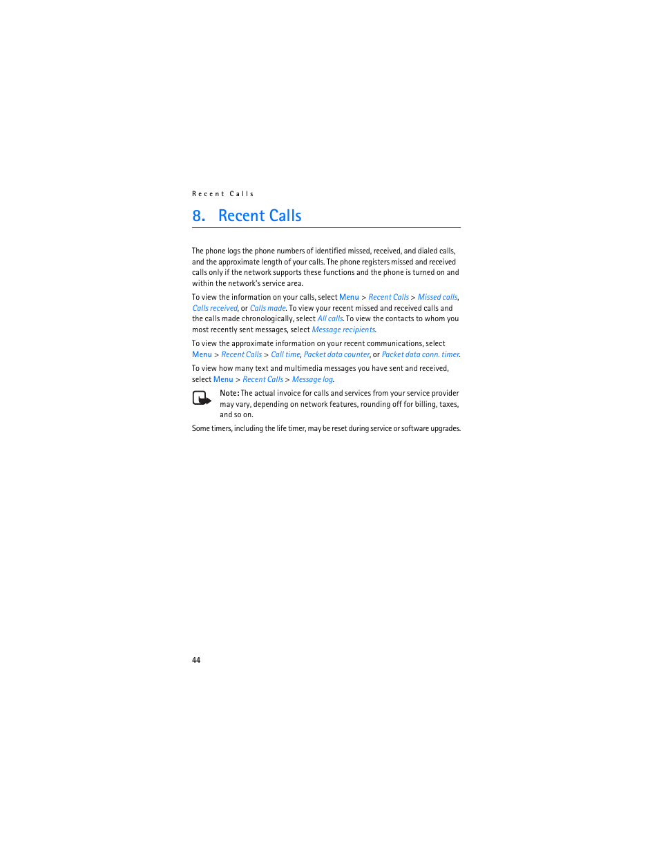 Recent calls | Nokia 6085 User Manual | Page 45 / 101
