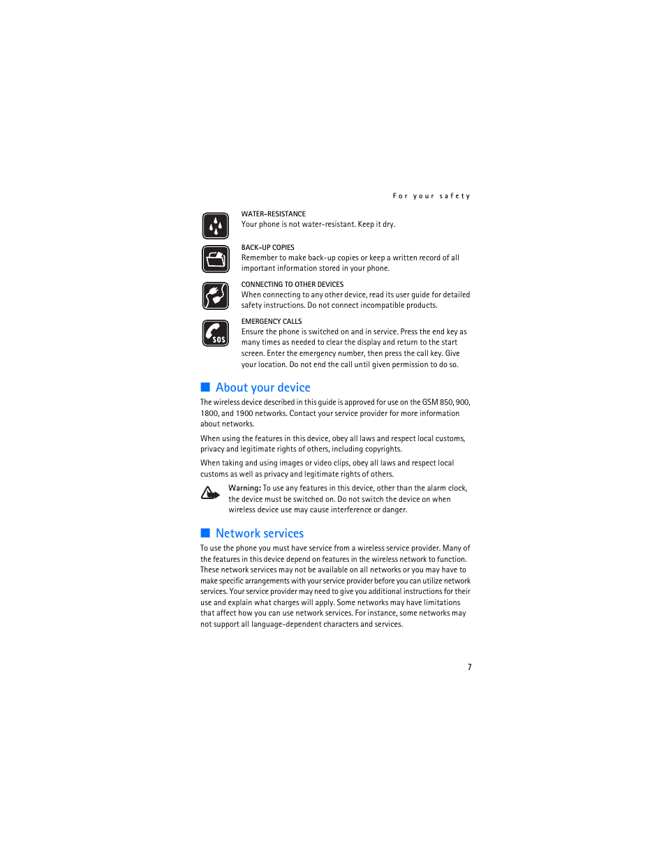 About your device, Network services | Nokia 6085 User Manual | Page 8 / 101