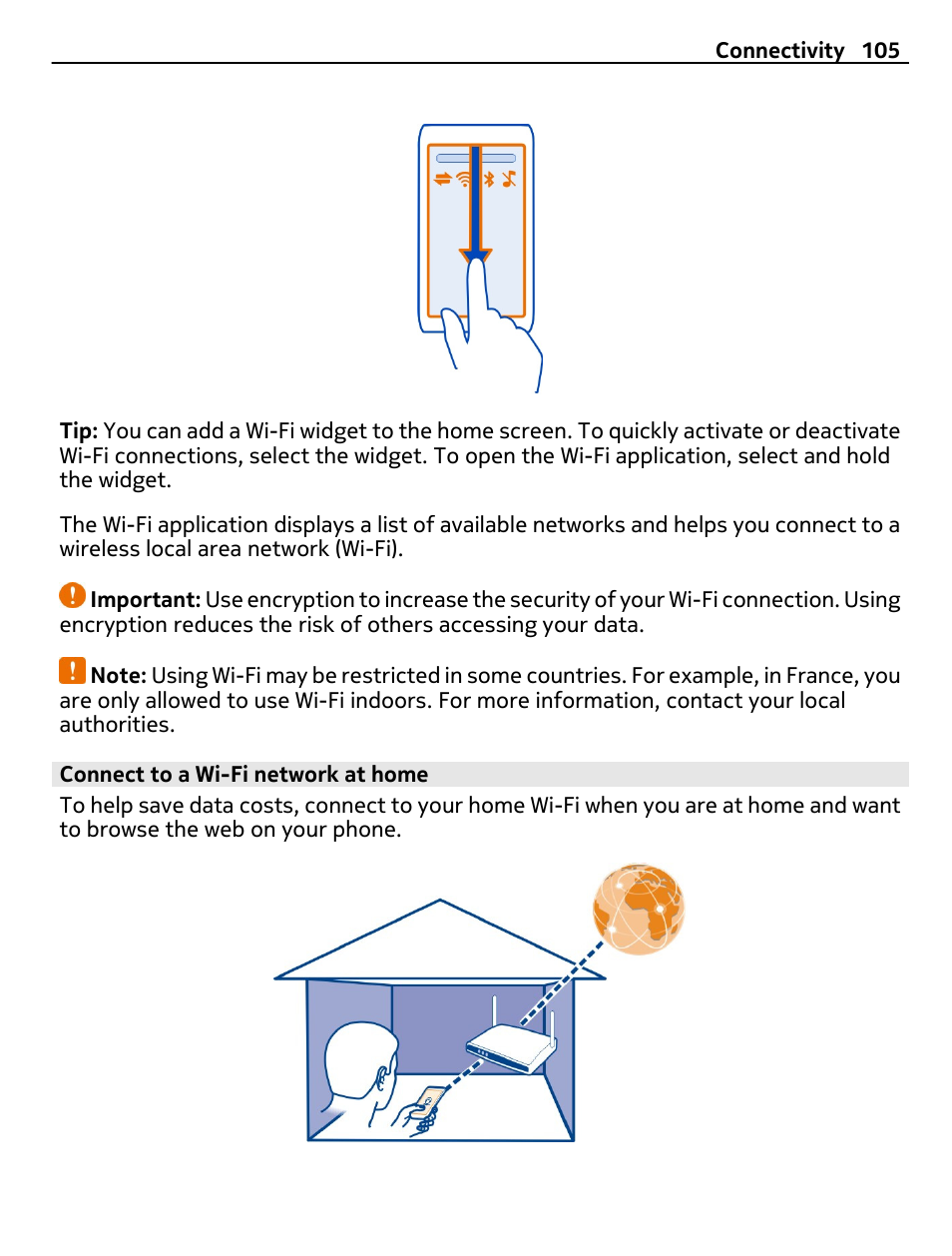 Connect to a wi-fi network at home | Nokia E7-00 User Manual | Page 105 / 133