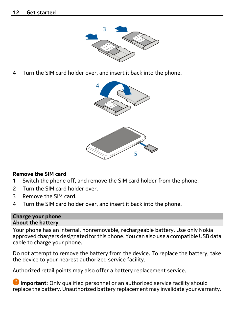 Charge your phone, About the battery | Nokia E7-00 User Manual | Page 12 / 133