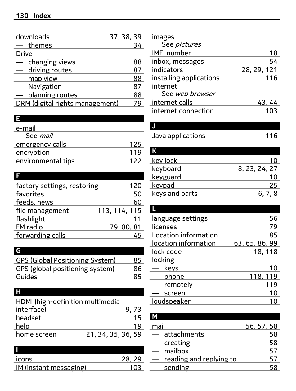 Nokia E7-00 User Manual | Page 130 / 133
