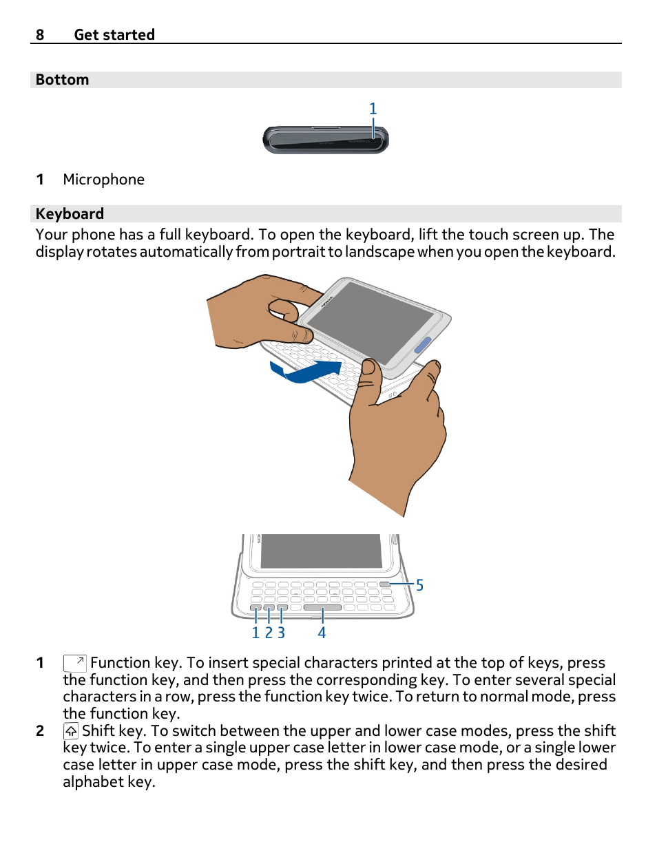 Bottom, Keyboard | Nokia E7-00 User Manual | Page 8 / 133
