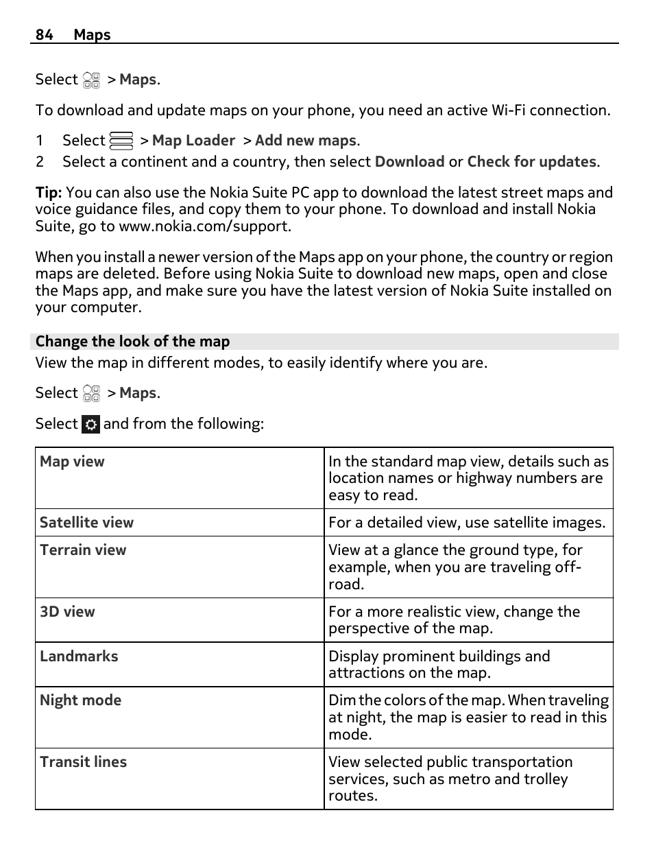 Change the look of the map | Nokia E7-00 User Manual | Page 84 / 133