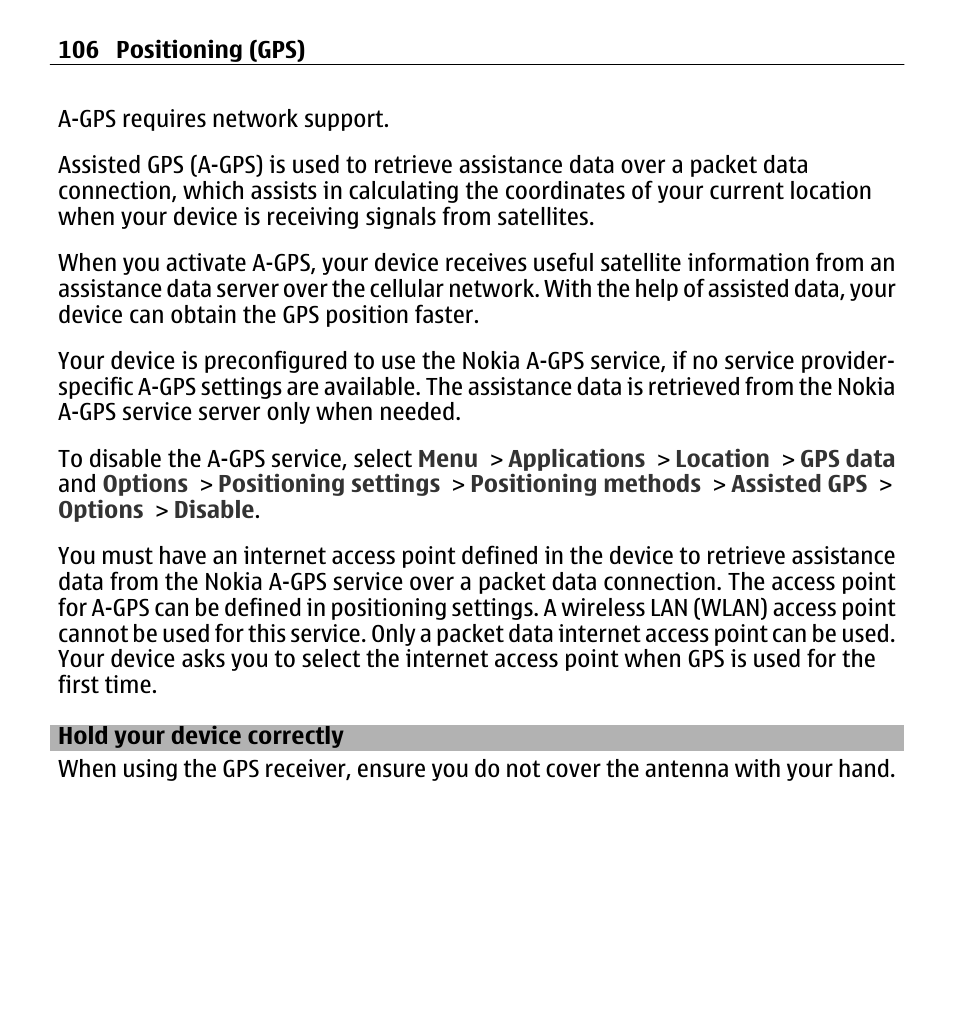 Hold your device correctly | Nokia E5-00 User Manual | Page 106 / 230