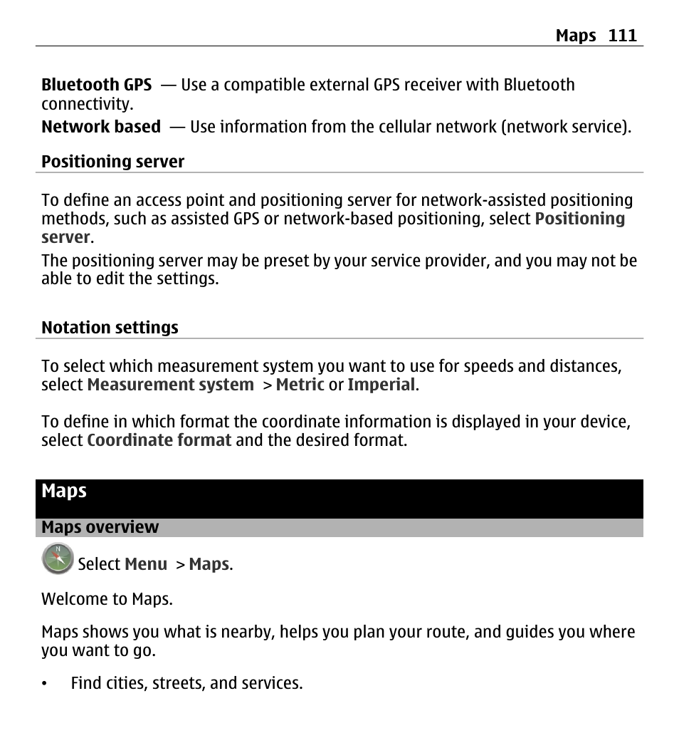 Maps, Maps overview | Nokia E5-00 User Manual | Page 111 / 230