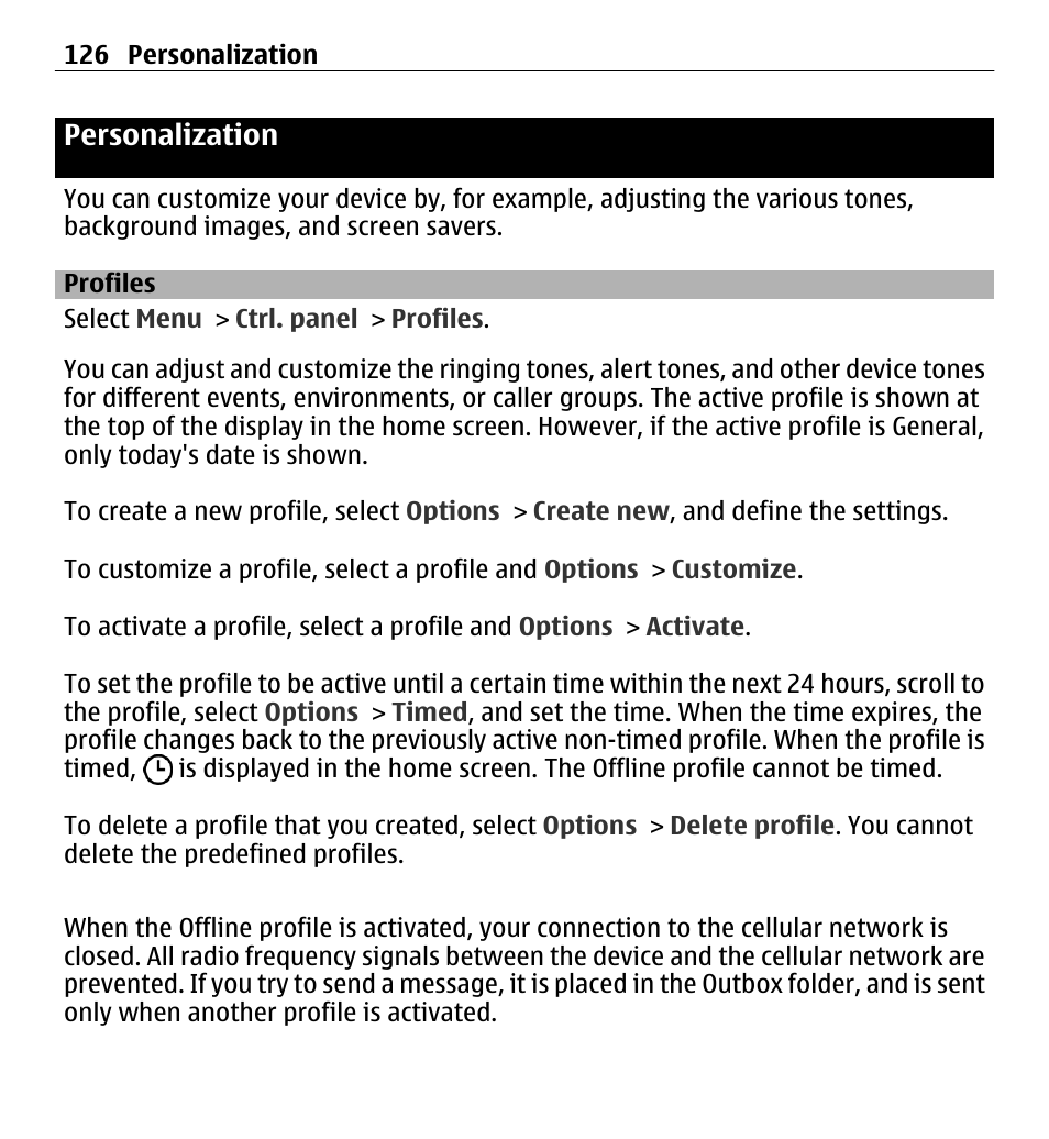 Personalization, Profiles | Nokia E5-00 User Manual | Page 126 / 230
