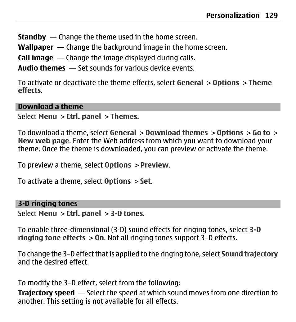 Download a theme, D ringing tones | Nokia E5-00 User Manual | Page 129 / 230