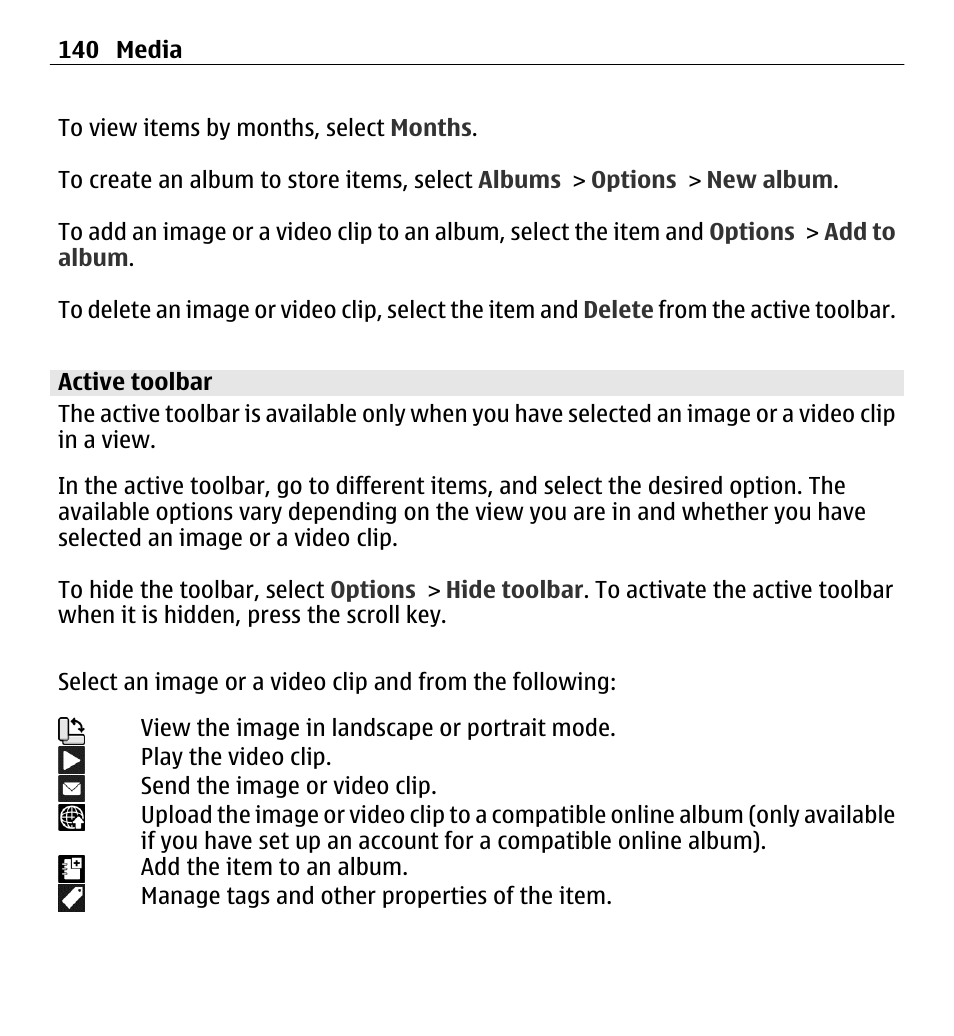 Active toolbar | Nokia E5-00 User Manual | Page 140 / 230