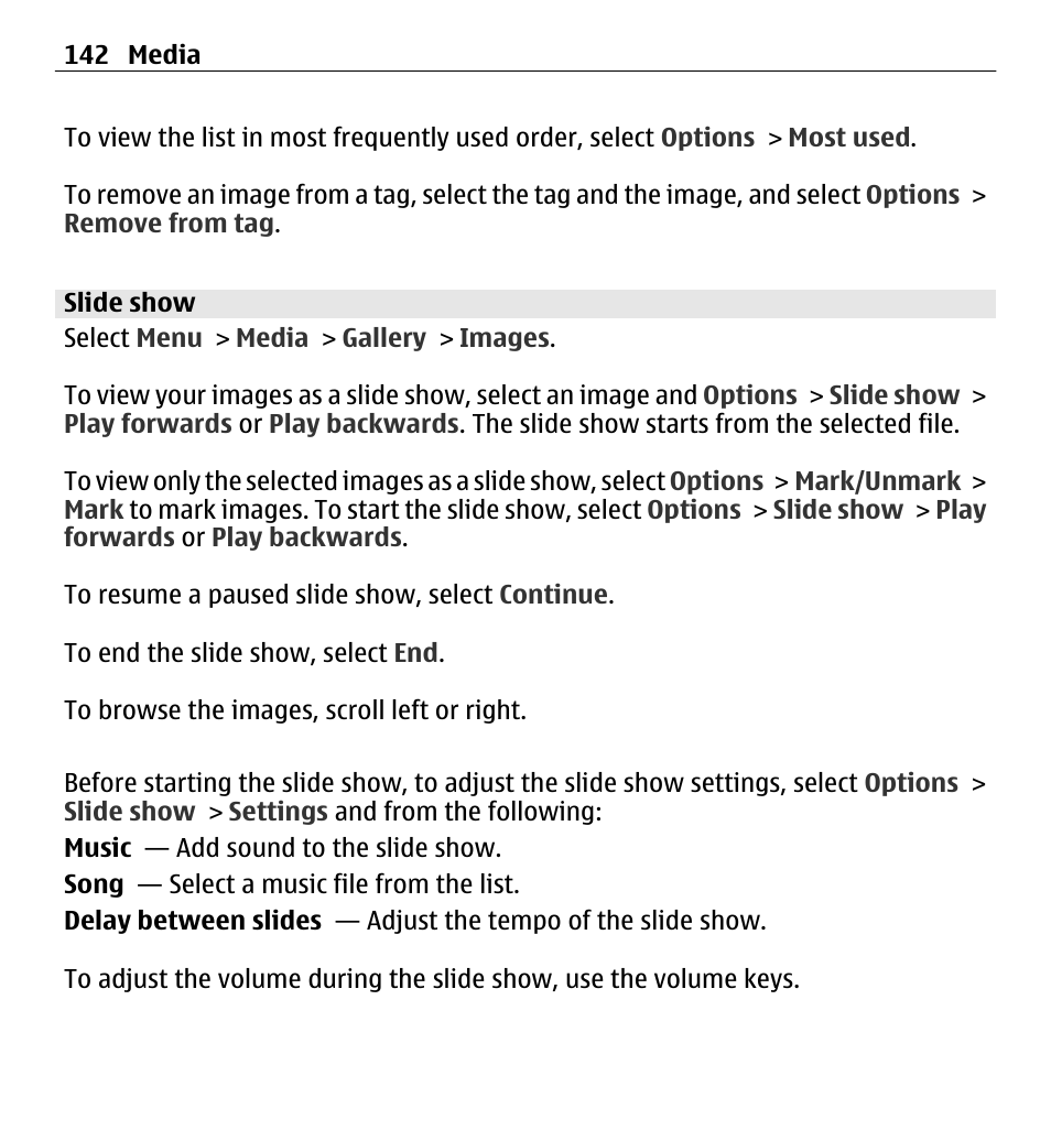 Slide show | Nokia E5-00 User Manual | Page 142 / 230