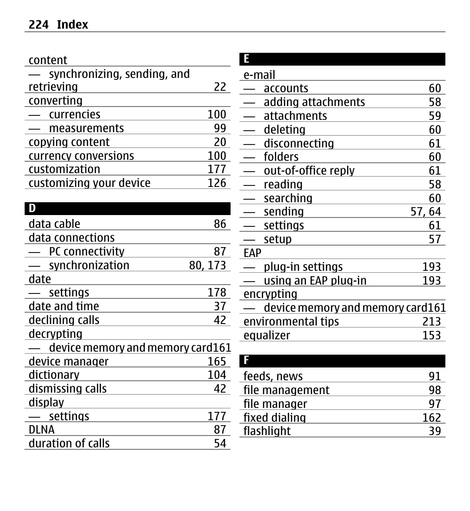 Nokia E5-00 User Manual | Page 224 / 230