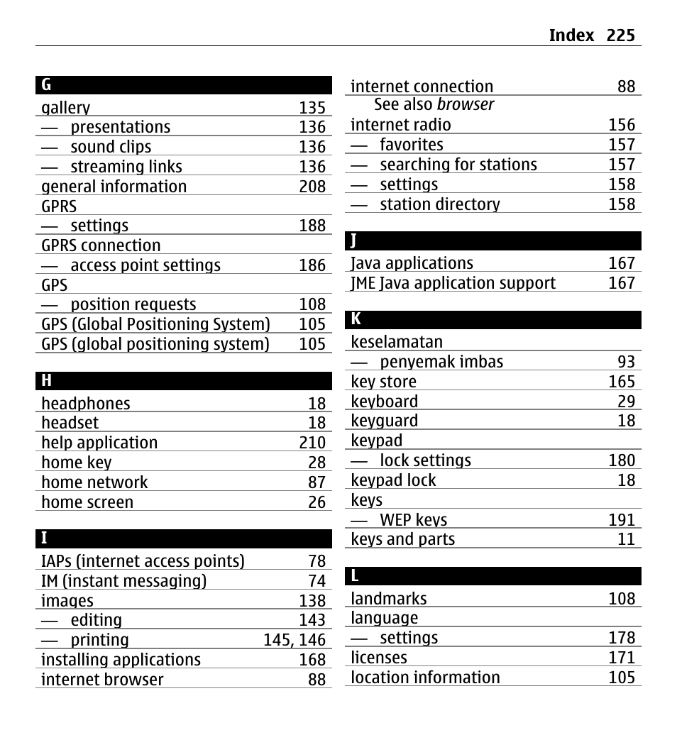 Nokia E5-00 User Manual | Page 225 / 230