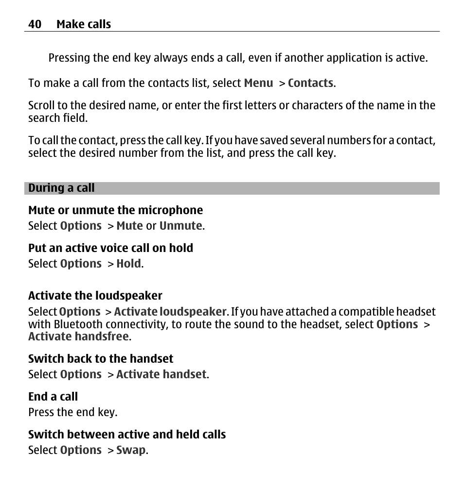 During a call | Nokia E5-00 User Manual | Page 40 / 230
