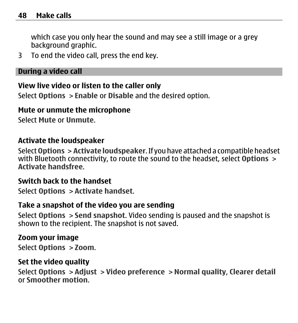 During a video call | Nokia E5-00 User Manual | Page 48 / 230