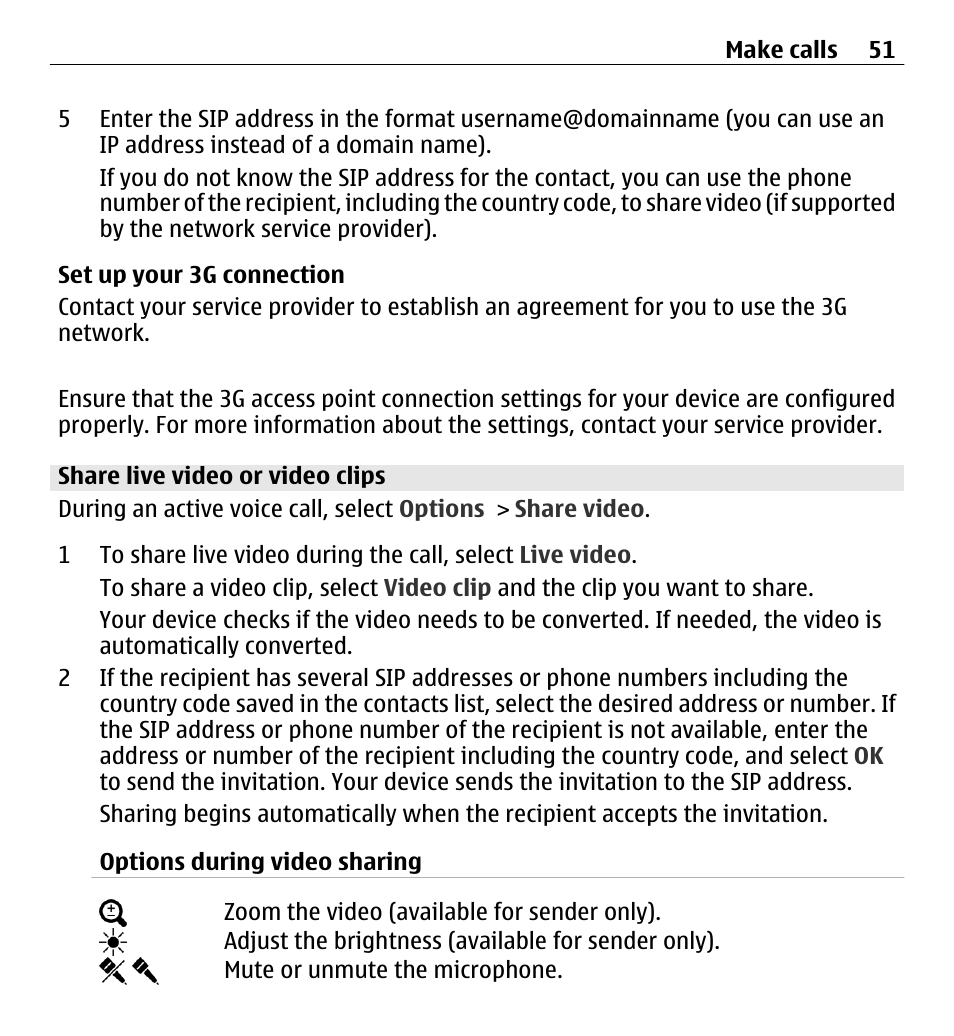 Share live video or video clips | Nokia E5-00 User Manual | Page 51 / 230