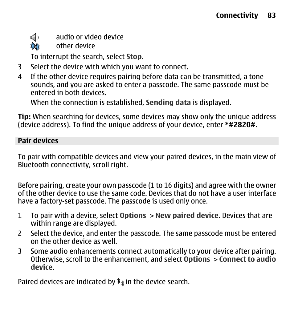 Pair devices | Nokia E5-00 User Manual | Page 83 / 230