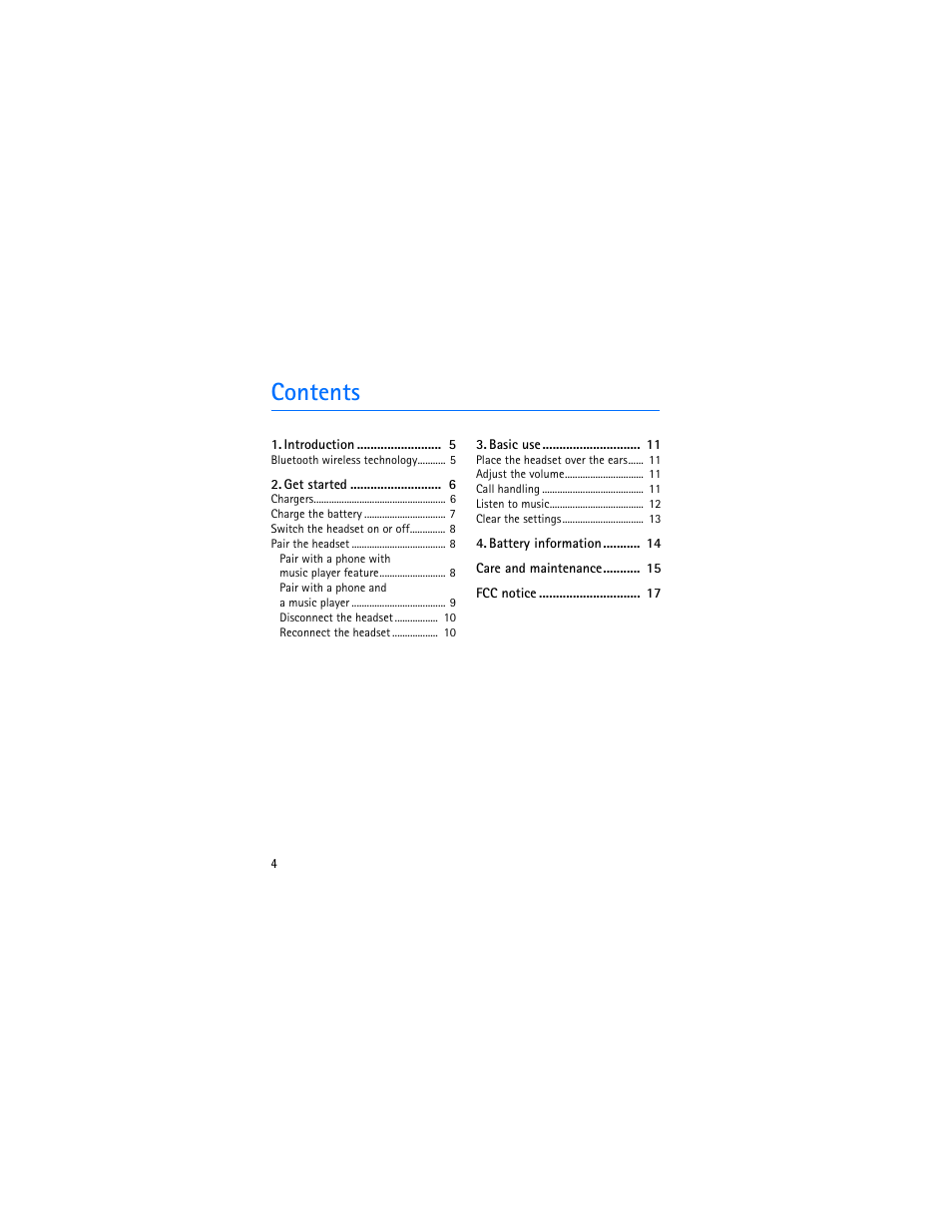 Nokia Bluetooth Stereo Headset BH-501 User Manual | Page 4 / 78