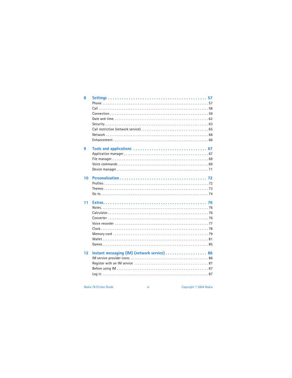 Nokia 7610 User Manual | Page 10 / 161
