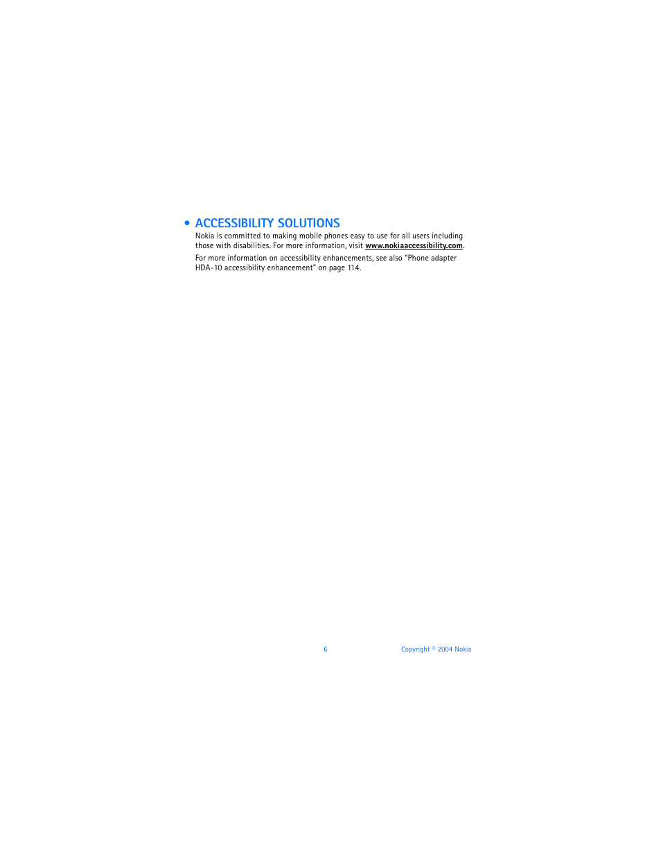 Accessibility solutions | Nokia 7610 User Manual | Page 19 / 161