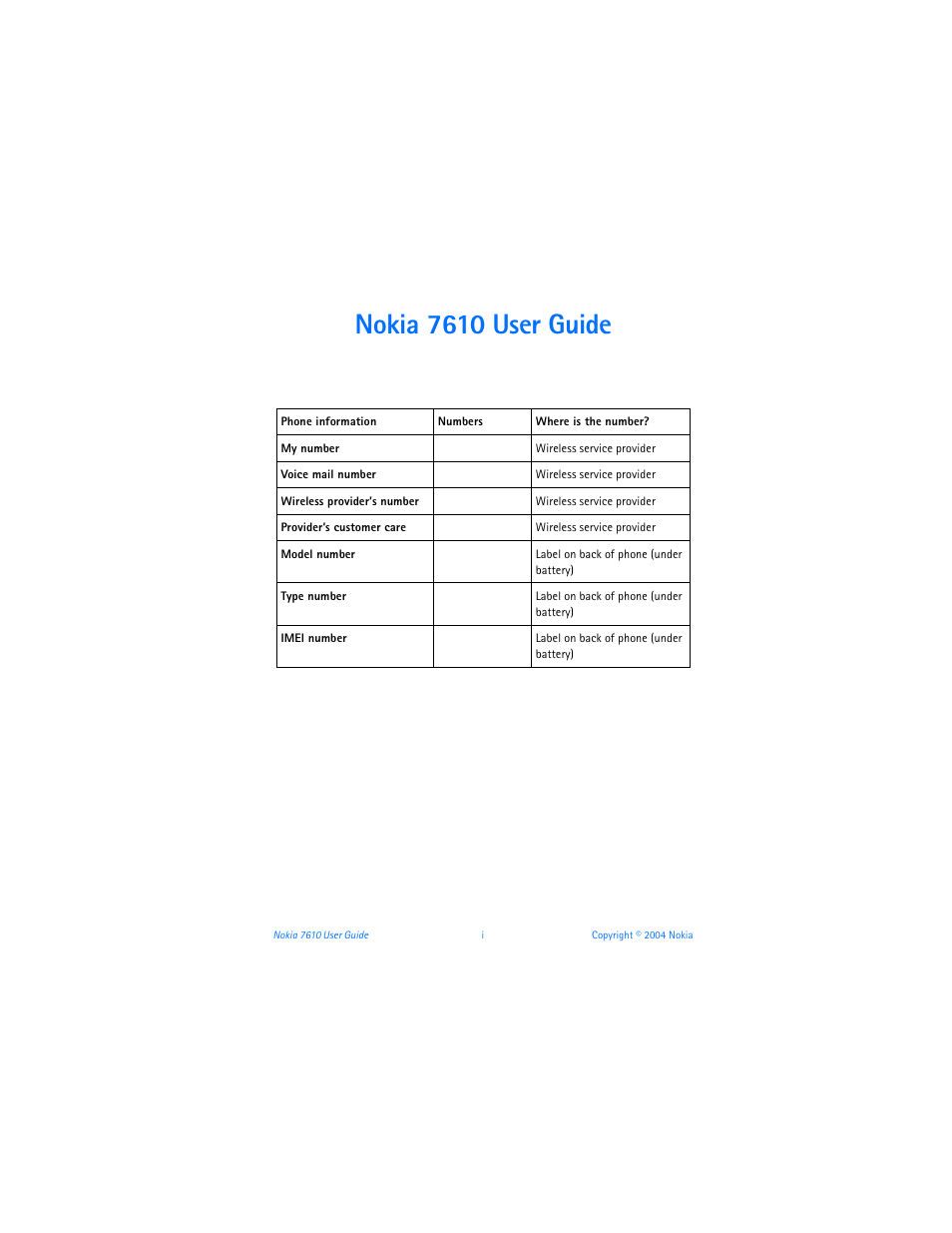 Nokia 7610 user guide | Nokia 7610 User Manual | Page 2 / 161