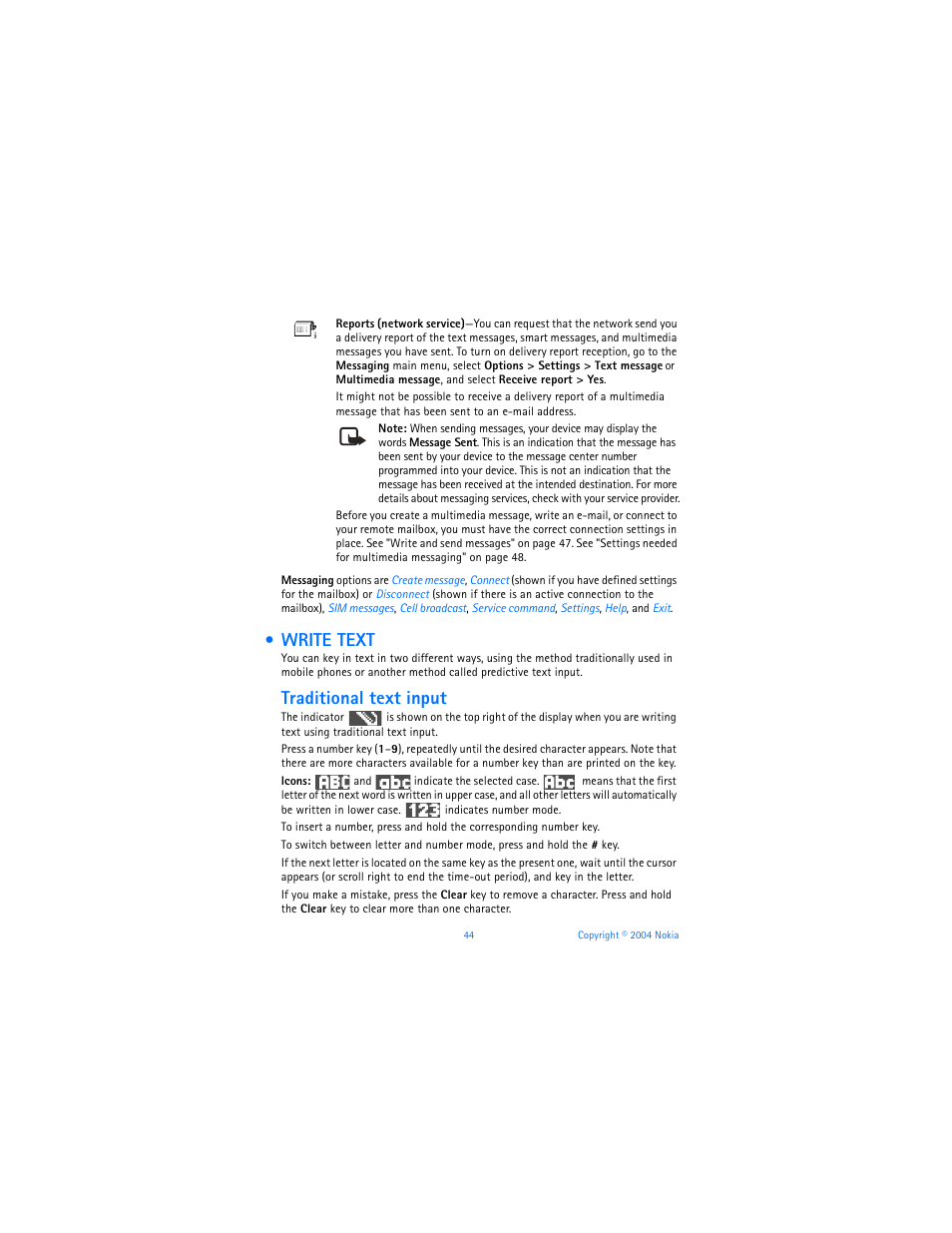 Write text, Traditional text input | Nokia 7610 User Manual | Page 57 / 161