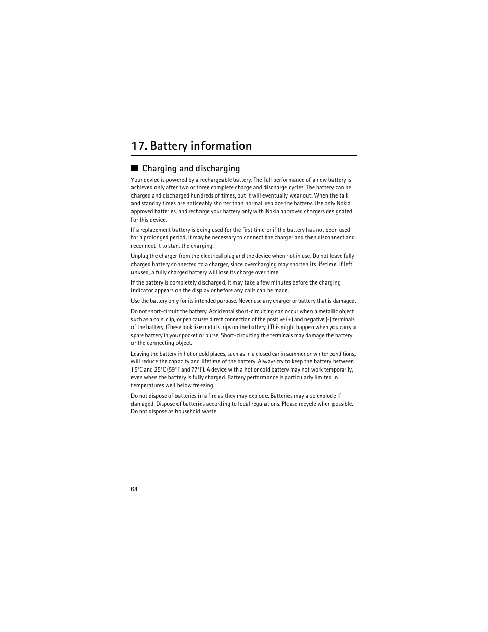 Battery information, Charging and discharging | Nokia 8600 Luna User Manual | Page 101 / 201