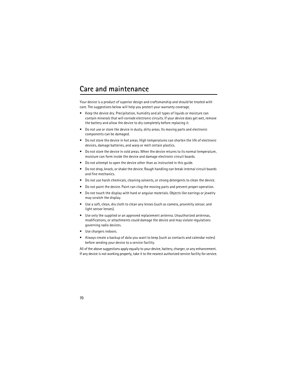 Care and maintenance | Nokia 8600 Luna User Manual | Page 103 / 201