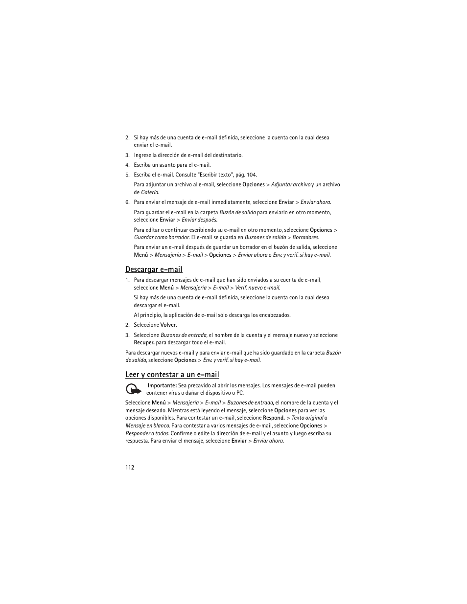 Descargar e-mail, Leer y contestar a un e-mail | Nokia 8600 Luna User Manual | Page 145 / 201