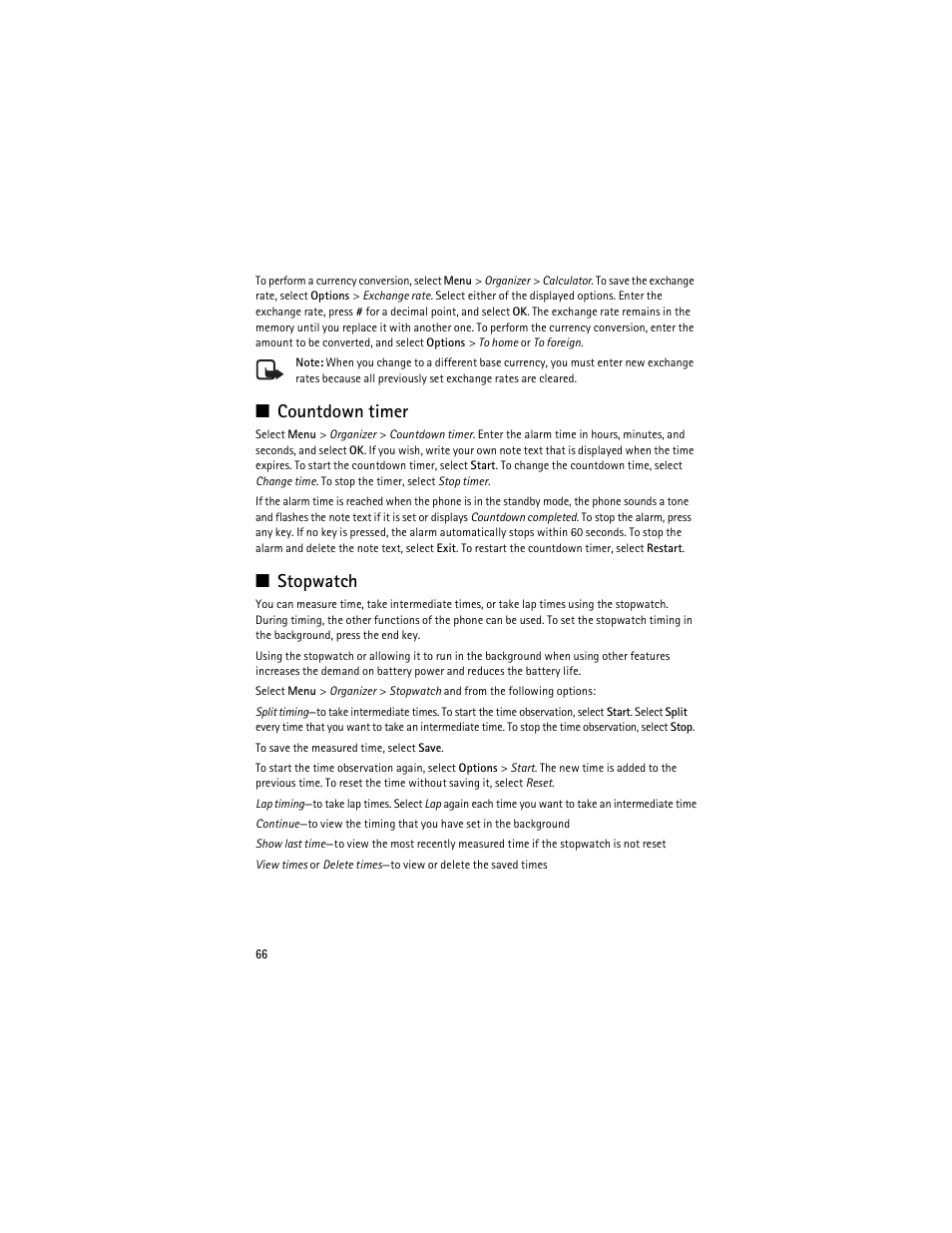 Countdown timer, Stopwatch | Nokia 8600 Luna User Manual | Page 99 / 201