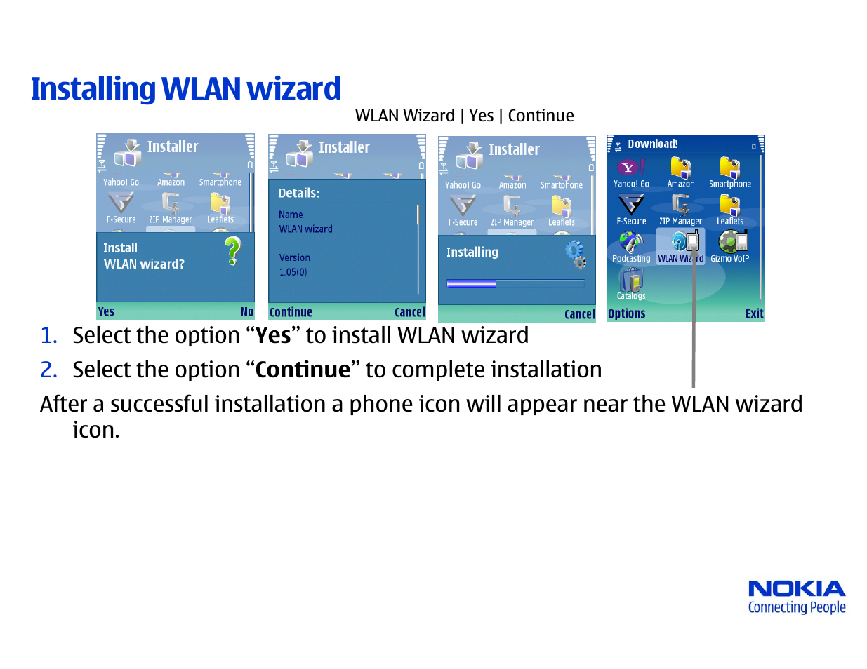 Installing wlan wizard | Nokia N80 Internet Edition User Manual | Page 2 / 5