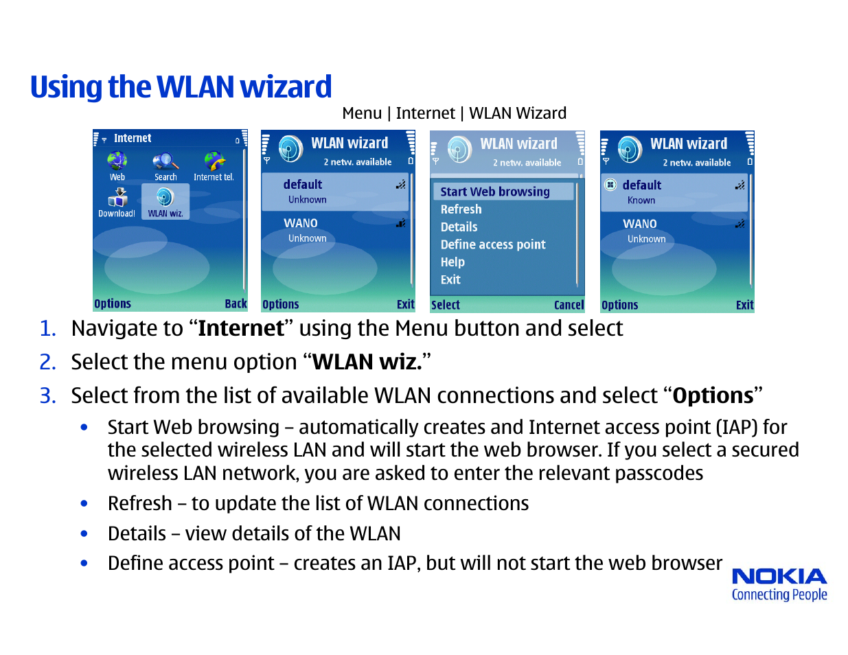 Using the wlan wizard | Nokia N80 Internet Edition User Manual | Page 4 / 5