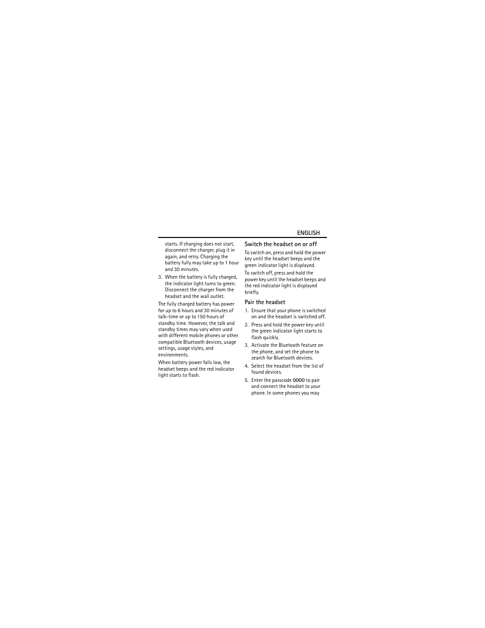 Switch the headset on or off, Pair the headset | Nokia Bluetooth Headset BH-208 User Manual | Page 5 / 9