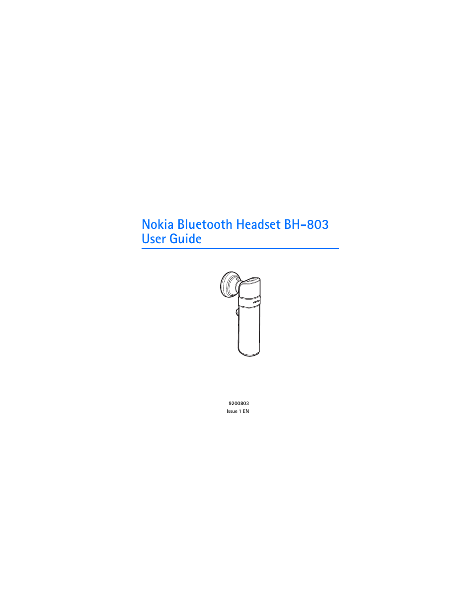 Nokia Bluetooth Headset BH-803 User Manual | 18 pages