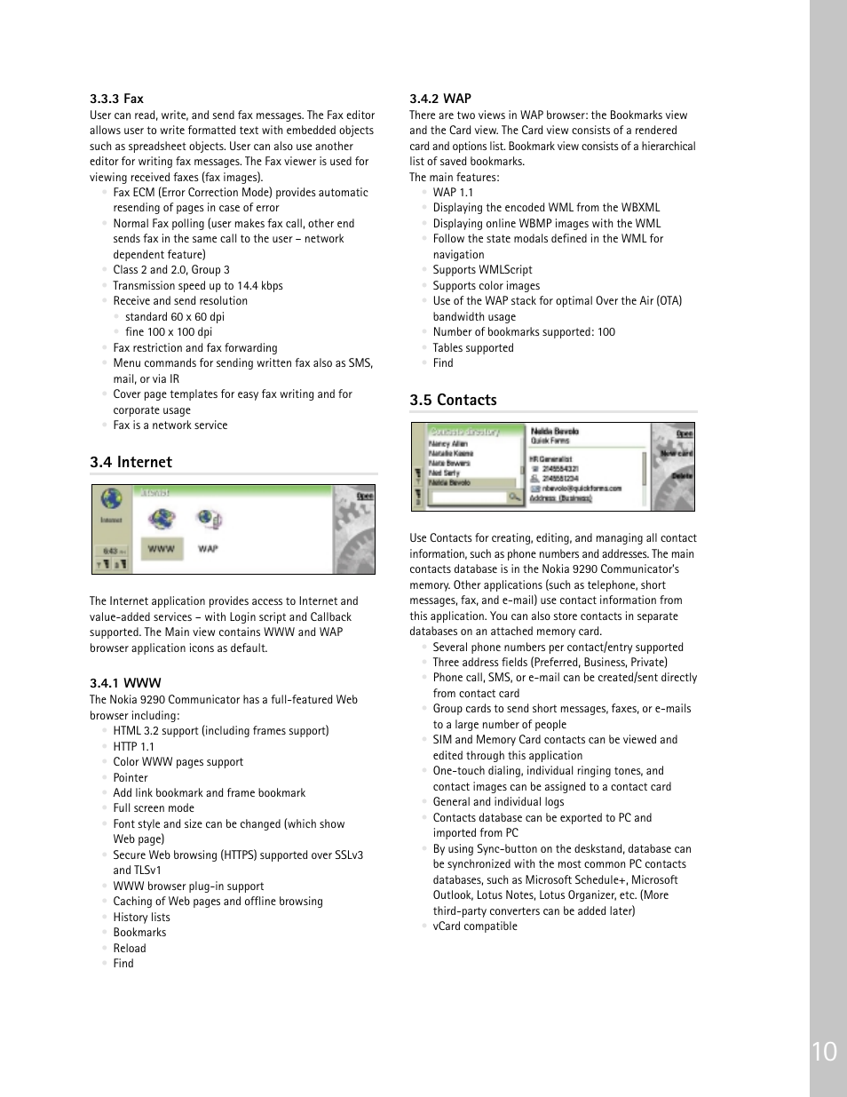 4 internet, 5 contacts | Nokia 9290 User Manual | Page 13 / 48