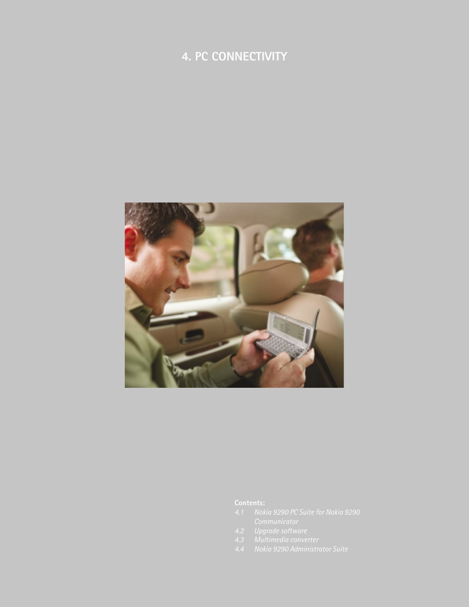 Pc connectivity | Nokia 9290 User Manual | Page 16 / 48