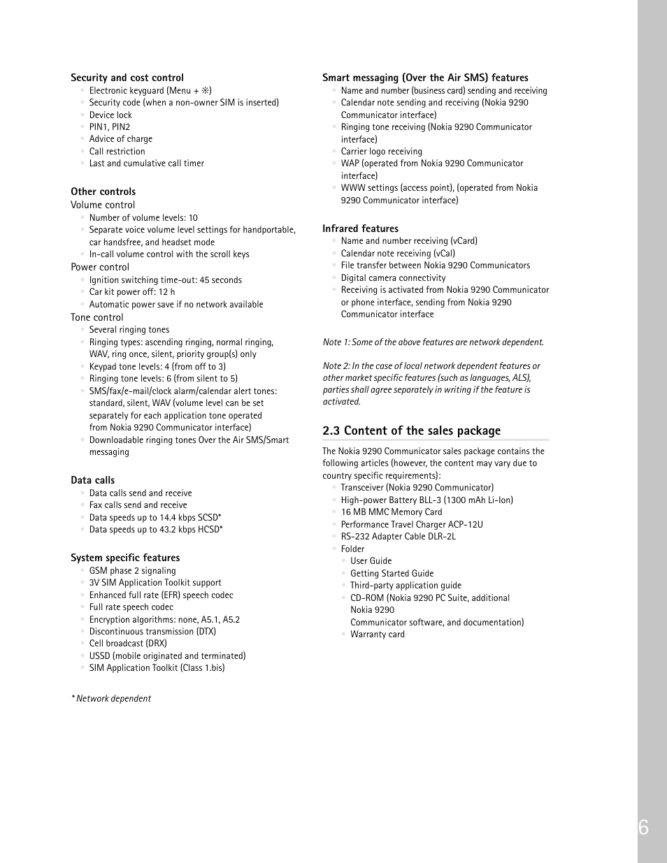 3 content of the sales package | Nokia 9290 User Manual | Page 9 / 48
